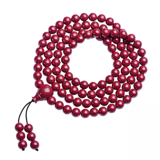 Cinnabar 108 Beads Multi-layer Bracelet with Rings