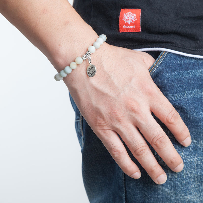 Lotus Pendant Yoga Energy Bead Bracelet